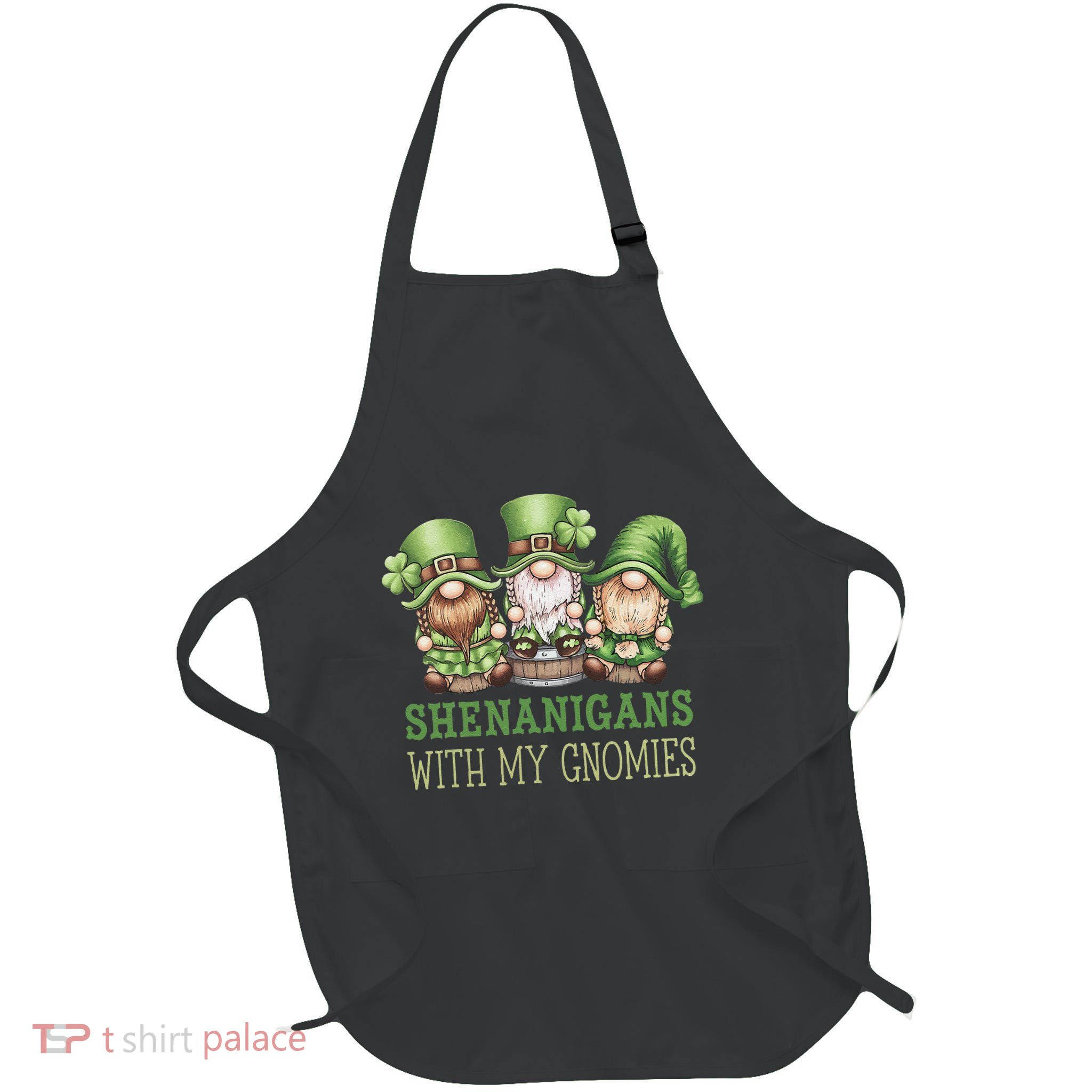 Gnome St Patricks Day Lucky Shamrock Leopard Gnomes Green .Png Apron