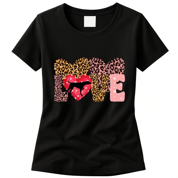 German Shorthaired Pointer ValentineS Day Pointer Love Womens T-Shirt