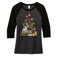 German Shorthaired Pointer Christmas Ree Funny Gsp Mom Women's Tri-Blend 3/4-Sleeve Raglan Shirt