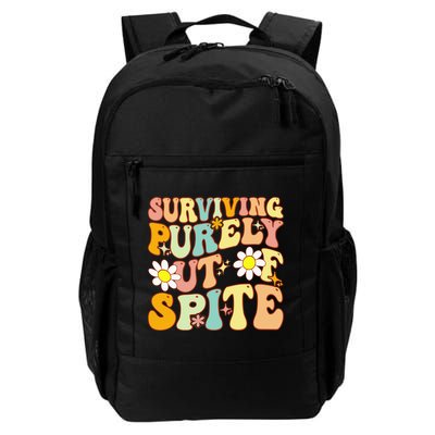 Groovy Surviving Purely Out Of Spite A Humorous Funny Joke Daily Commute Backpack