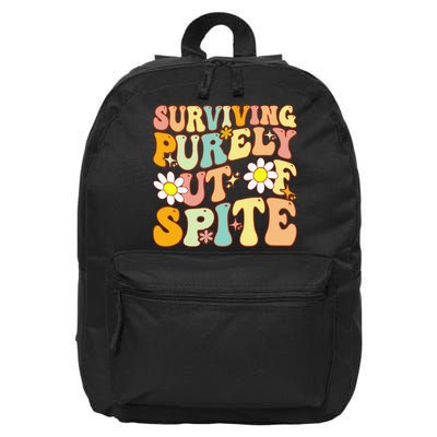 Groovy Surviving Purely Out Of Spite A Humorous Funny Joke 16 in Basic Backpack