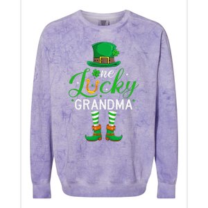 Grandma St PatrickS Day Matching Family One Lucky Grandma Colorblast Crewneck Sweatshirt