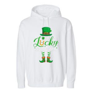 Grandma St PatrickS Day Matching Family One Lucky Grandma Garment-Dyed Fleece Hoodie