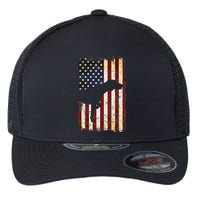 German Shorthaired Pointer Silhouette American Flag Flexfit Unipanel Trucker Cap