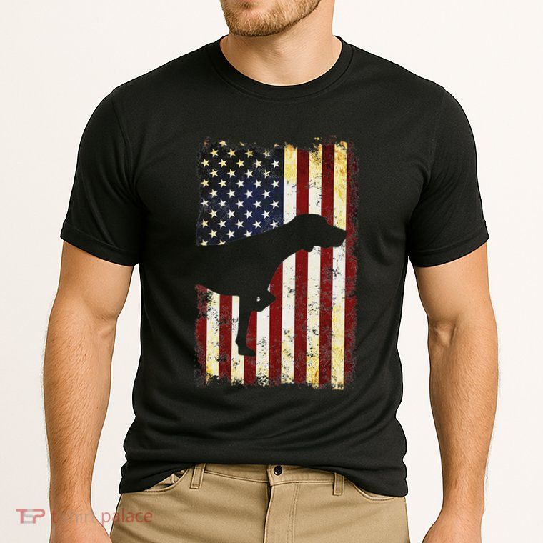 German Shorthaired Pointer Silhouette American Flag Performance Shirt