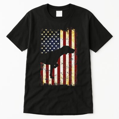 German Shorthaired Pointer Silhouette American Flag Tall T-Shirt