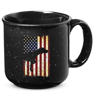 German Shorthaired Pointer Silhouette American Flag 15oz Campfire Ceramic Mug