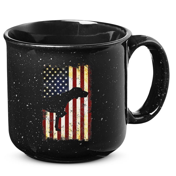 German Shorthaired Pointer Silhouette American Flag 15oz Campfire Ceramic Mug