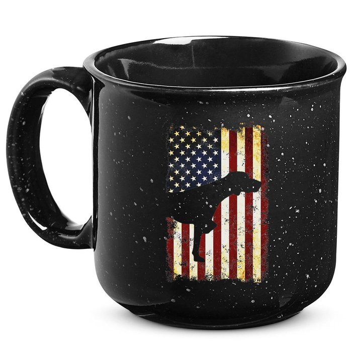 German Shorthaired Pointer Silhouette American Flag 15oz Campfire Ceramic Mug
