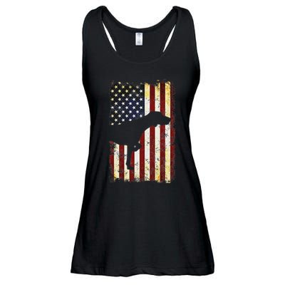 German Shorthaired Pointer Silhouette American Flag Ladies Essential Flowy Tank