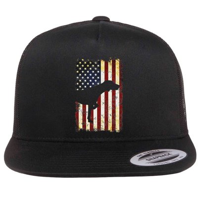 German Shorthaired Pointer Silhouette American Flag Flatbill Hat