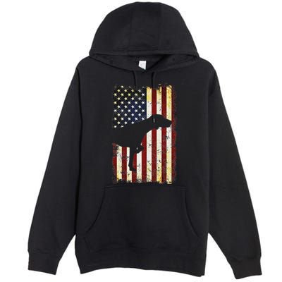 German Shorthaired Pointer Silhouette American Flag Premium Pullover Hoodie