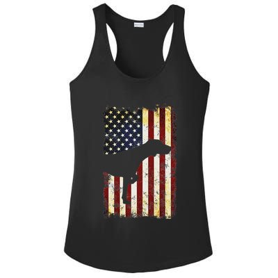 German Shorthaired Pointer Silhouette American Flag Ladies PosiCharge Competitor Racerback Tank