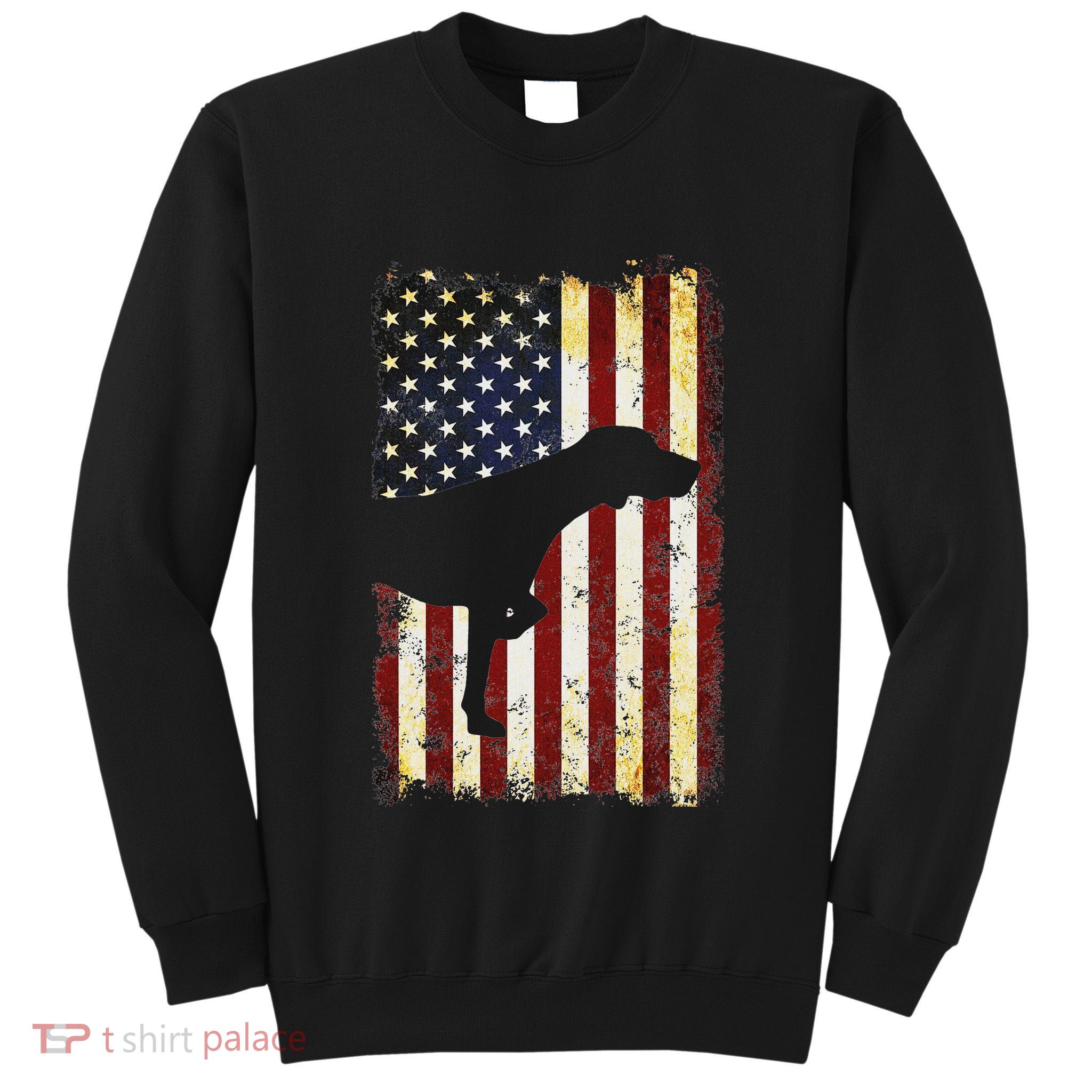 German Shorthaired Pointer Silhouette American Flag Tall Sweatshirt