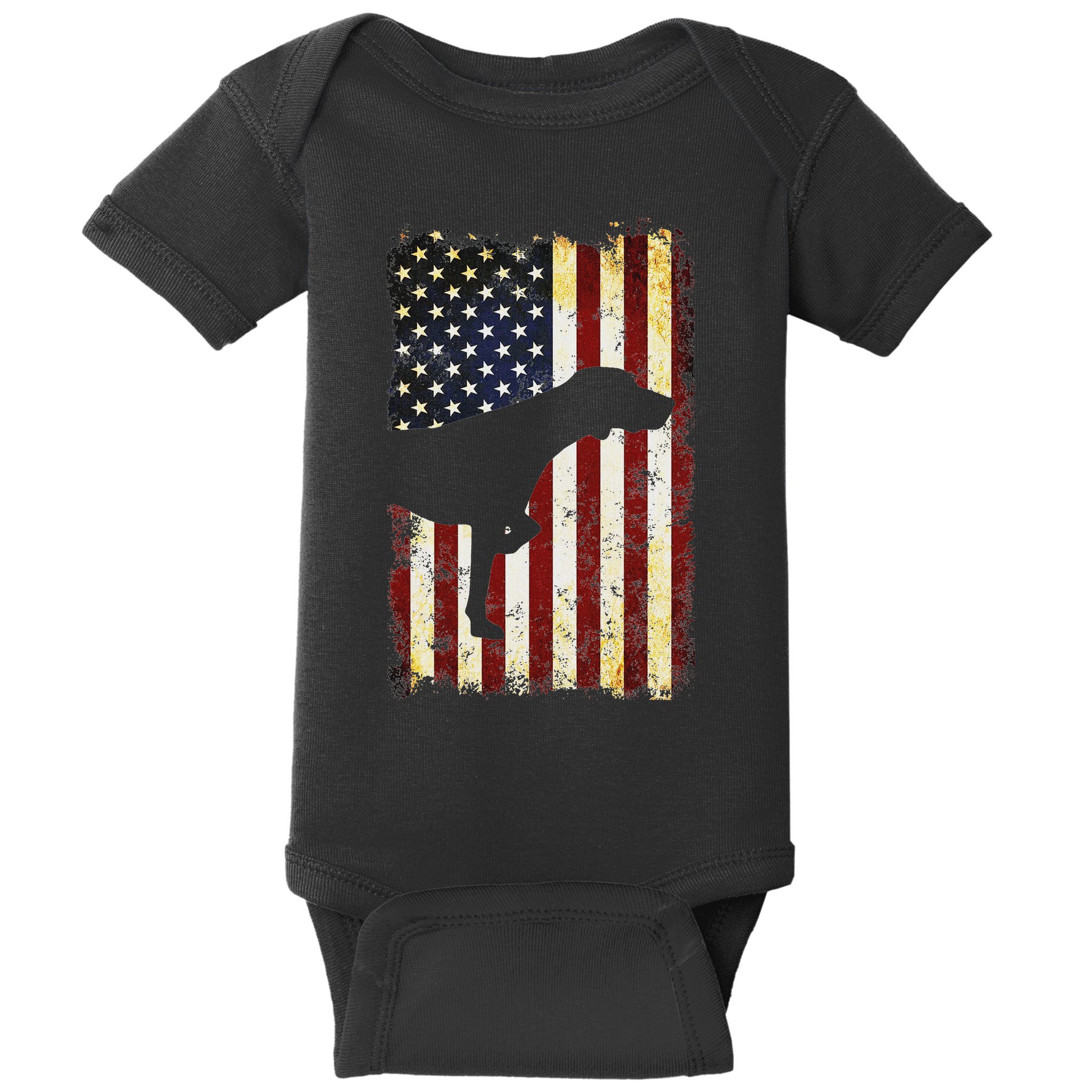German Shorthaired Pointer Silhouette American Flag Baby Bodysuit