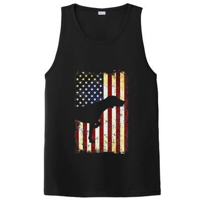 German Shorthaired Pointer Silhouette American Flag PosiCharge Competitor Tank
