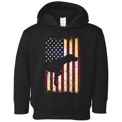 German Shorthaired Pointer Silhouette American Flag Toddler Hoodie