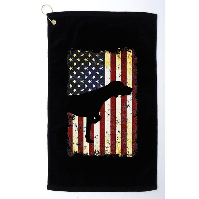 German Shorthaired Pointer Silhouette American Flag Golf Towel