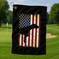 German Shorthaired Pointer Silhouette American Flag Golf Towel