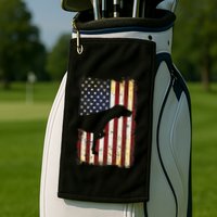 German Shorthaired Pointer Silhouette American Flag Golf Towel