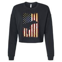 German Shorthaired Pointer Silhouette American Flag Cropped Pullover Crew