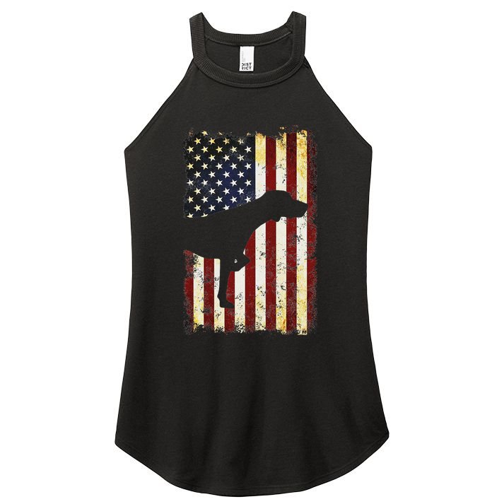 German Shorthaired Pointer Silhouette American Flag Women's Perfect Tri Rocker Tank