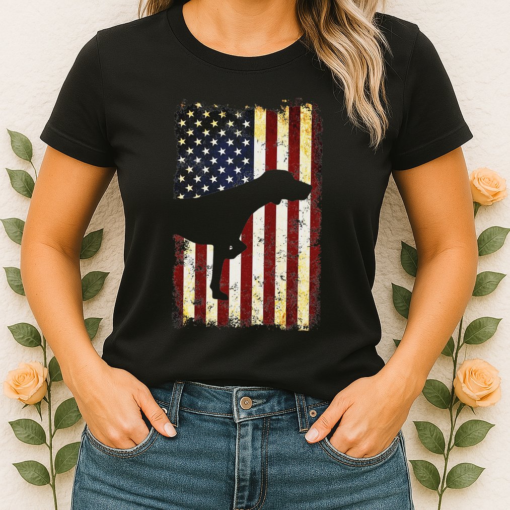 German Shorthaired Pointer Silhouette American Flag Womens T-Shirt