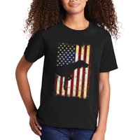 German Shorthaired Pointer Silhouette American Flag Kids T-Shirt