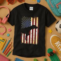German Shorthaired Pointer Silhouette American Flag Kids T-Shirt