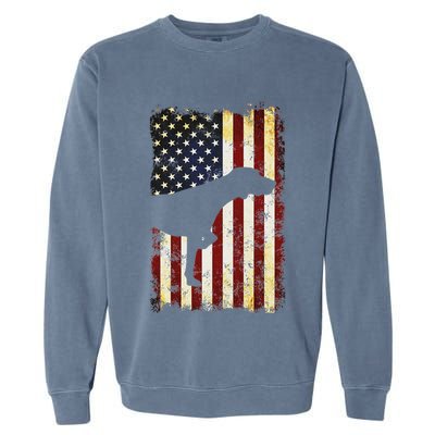 German Shorthaired Pointer Silhouette American Flag Garment-Dyed Sweatshirt