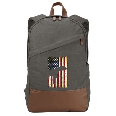 German Shorthaired Pointer Silhouette American Flag Cotton Canvas Backpack