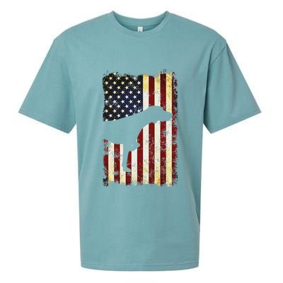 German Shorthaired Pointer Silhouette American Flag Sueded Cloud Jersey T-Shirt