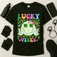 Groovy St Patricks Day Lucky Vibes Shamrock T-Shirt