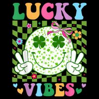 Groovy St Patricks Day Lucky Vibes Shamrock T-Shirt