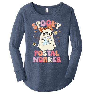 Groovy Spooky Postal Worker Ghost Vintage Halloween Costume Women's Perfect Tri Tunic Long Sleeve Shirt