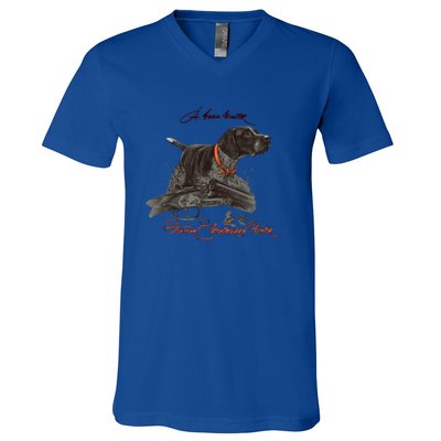 Ger Shorthaired Pointer Cool Gift A Born Hunter! Gift V-Neck T-Shirt