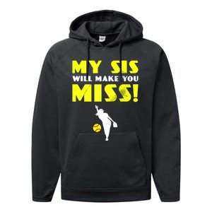 Girl Softball Pitcher Sister Brother Funny Performance Fleece Hoodie