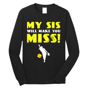 Girl Softball Pitcher Sister Brother Funny Long Sleeve Shirt