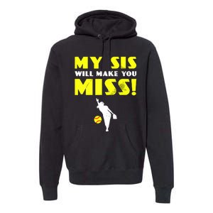 Girl Softball Pitcher Sister Brother Funny Premium Hoodie