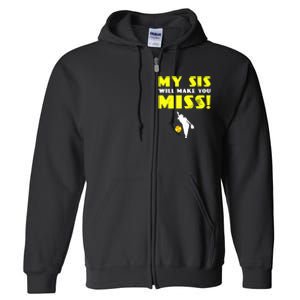 Girl Softball Pitcher Sister Brother Funny Full Zip Hoodie