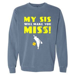 Girl Softball Pitcher Sister Brother Funny Garment-Dyed Sweatshirt