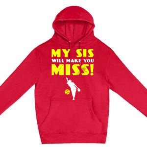 Girl Softball Pitcher Sister Brother Funny Premium Pullover Hoodie