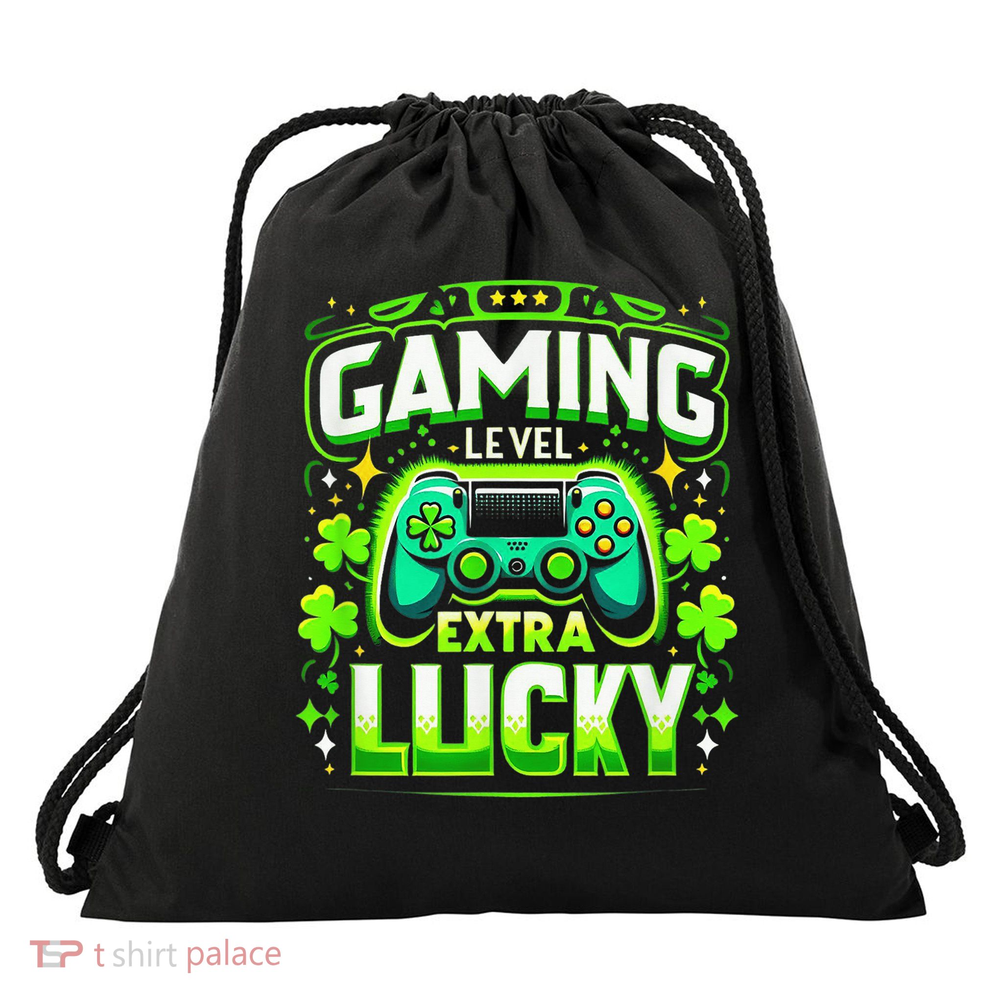 Gamer St Patricks Day Boys Video Games St Pats Gaming Lover Drawstring Bag