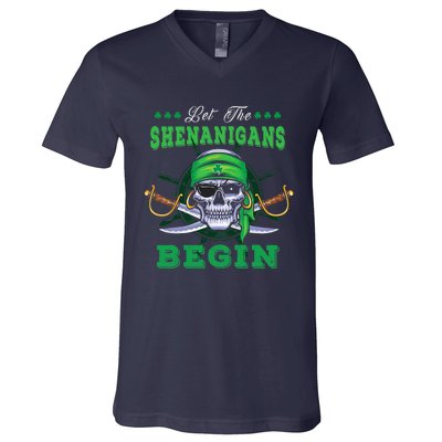 Gasparilla St. Patrick's Pirate Let The Shenanigans Begin V-Neck T-Shirt