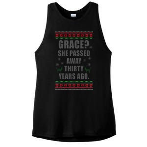 Grace? She Passed Away Thirty Years Ago Ugly Sweater Ladies PosiCharge Tri-Blend Wicking Tank