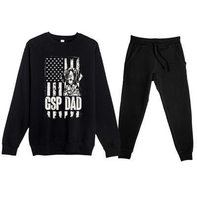 German Shorthaired Pointer Gsp Dad Dog American Flag Premium Crewneck Sweatsuit Set