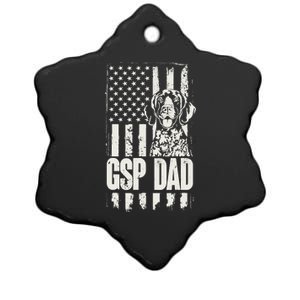 German Shorthaired Pointer Gsp Dad Dog American Flag Ceramic Star Ornament