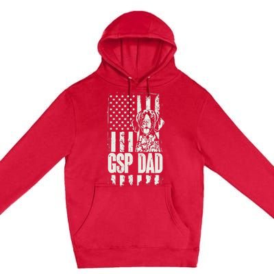 German Shorthaired Pointer Gsp Dad Dog American Flag Premium Pullover Hoodie