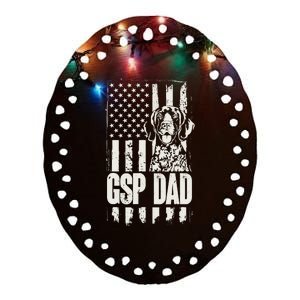 German Shorthaired Pointer Gsp Dad Dog American Flag Ceramic Oval Ornament