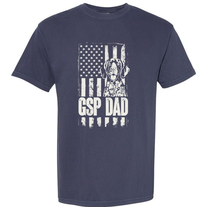 German Shorthaired Pointer Gsp Dad Dog American Flag Garment-Dyed Heavyweight T-Shirt